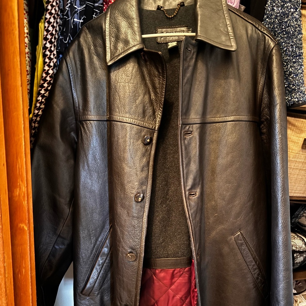 Vintage J. Crew Dark Brown / Black Leather Trench Coat